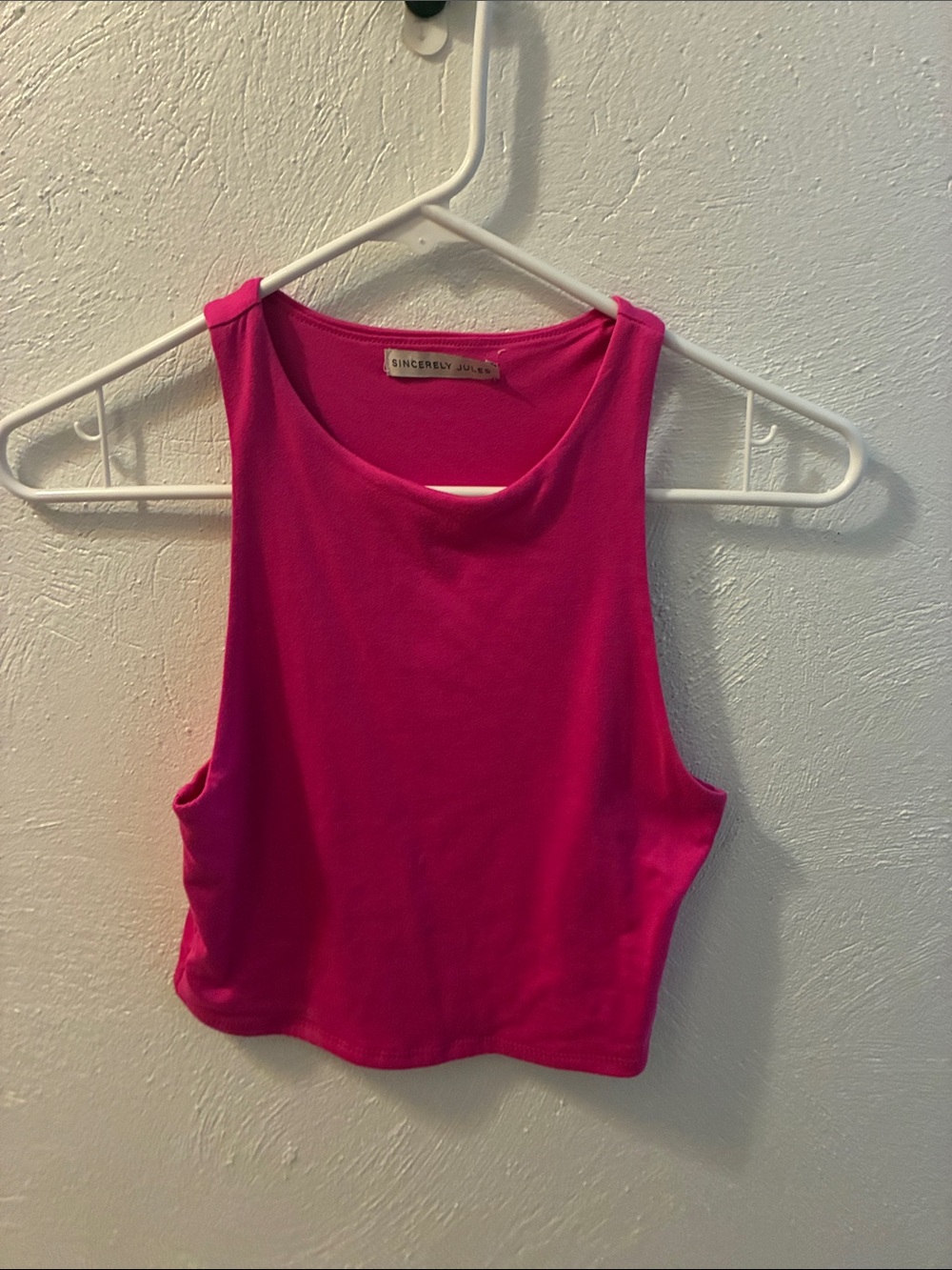 Sincerly Jules Bright Pink Cropped Tank